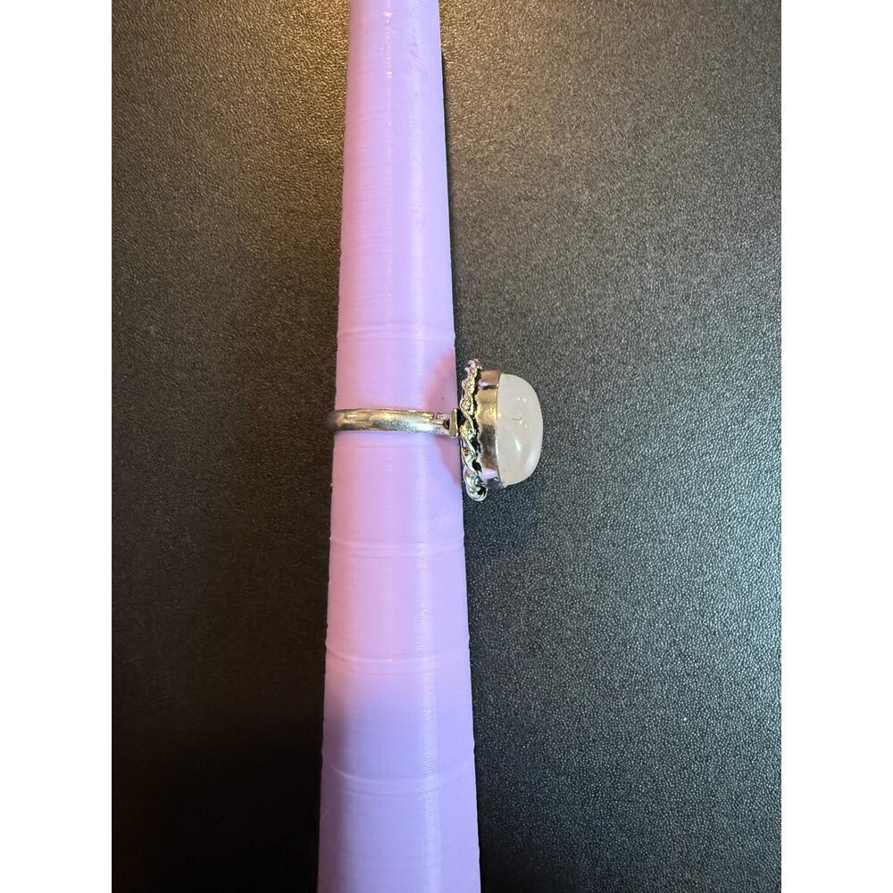 Rose Quartz 925 Silver Plated Ring Size 7.5 - Picture 2 of 4